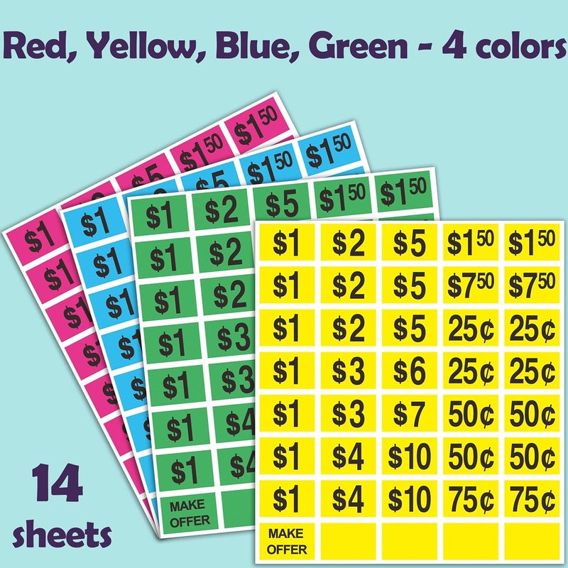 YSHIHE 2240 Pcs Garage Sale Stickers 1/2" X 3/4" Yard Sale Price Sticker Rectangle Pre-Printed Labels Price Tags for Marketing Supplies - Image 2